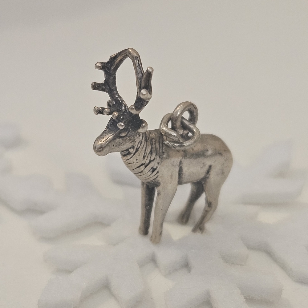 925 Sterling Silver Full Horned Elk Charm Pendant Made in USA